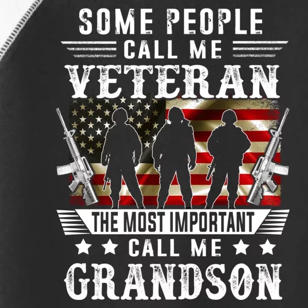 Proud Grandson Veteran American Flag Gifts VeteranS Day Toddler Fine Jersey T-Shirt