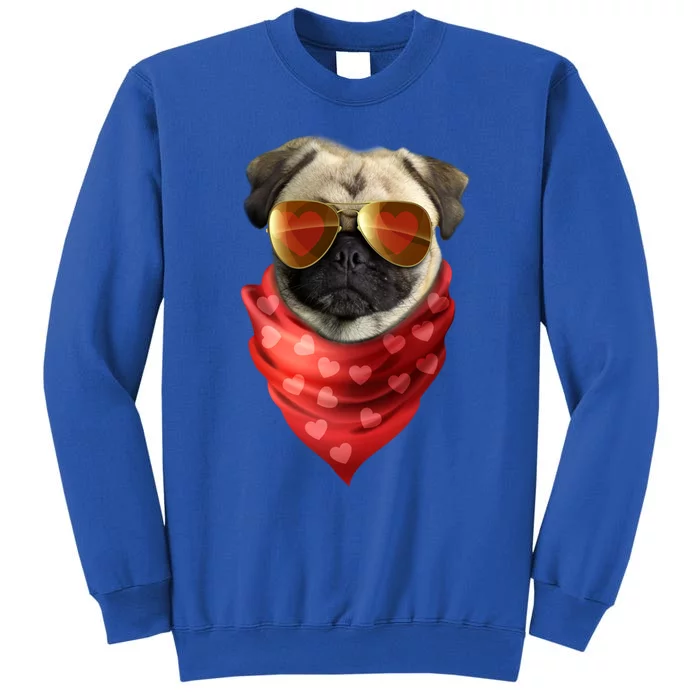 Pug Gift Valentines Day Heart Cute Valentine Gift Dog Lover Gift Tall Sweatshirt