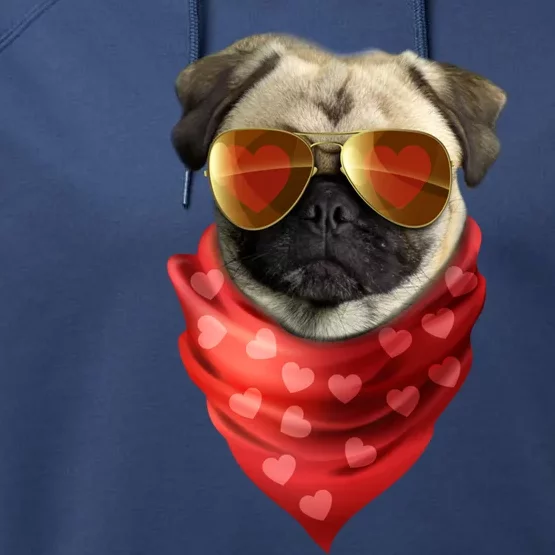 Pug Gift Valentines Day Heart Cute Valentine Gift Dog Lover Gift Performance Fleece Hoodie