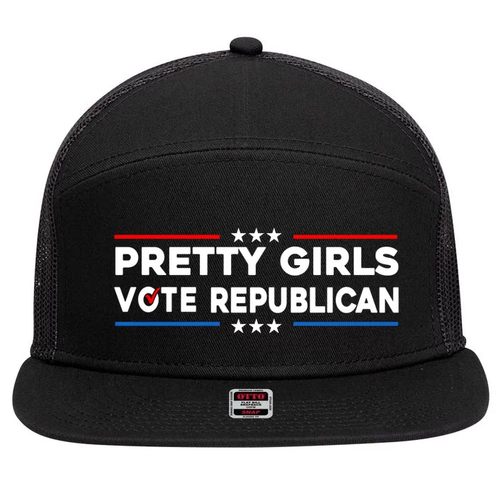 Pretty Girl Vote Republican 7 Panel Mesh Trucker Snapback Hat