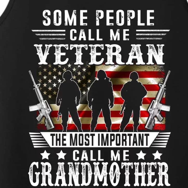 Proud Grandmother Veteran American Flag Gifts Veterans Day Performance Tank