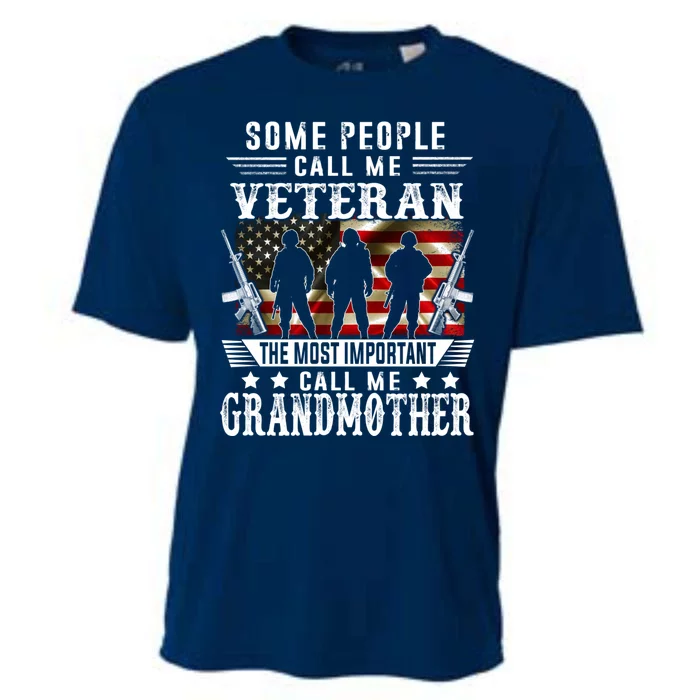 Proud Grandmother Veteran American Flag Gifts Veterans Day Cooling Performance Crew T-Shirt