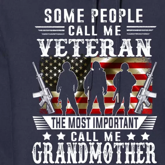 Proud Grandmother Veteran American Flag Gifts Veterans Day Premium Hoodie