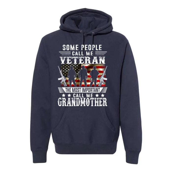 Proud Grandmother Veteran American Flag Gifts Veterans Day Premium Hoodie