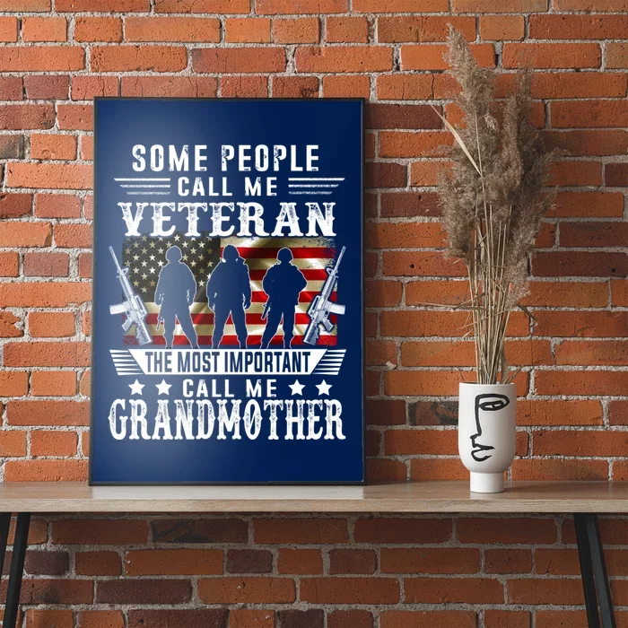 Proud Grandmother Veteran American Flag Gifts Veterans Day Poster