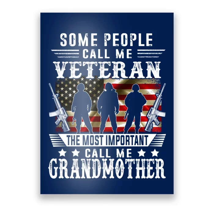 Proud Grandmother Veteran American Flag Gifts Veterans Day Poster