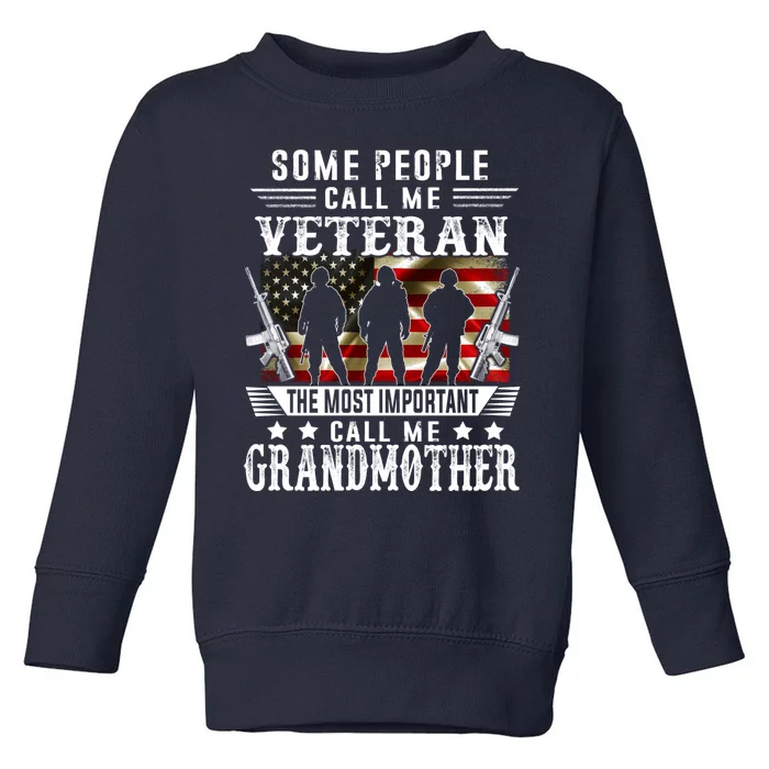 Proud Grandmother Veteran American Flag Gifts Veterans Day Toddler Sweatshirt