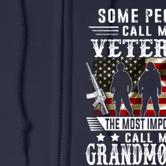 Proud Grandmother Veteran American Flag Gifts Veterans Day Full Zip Hoodie