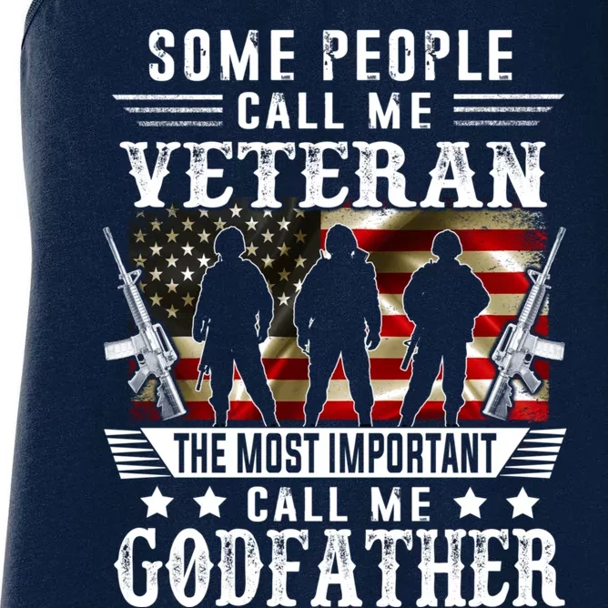 Proud Godfather Veteran American Flag Gifts VeteranS Day Women's Racerback Tank