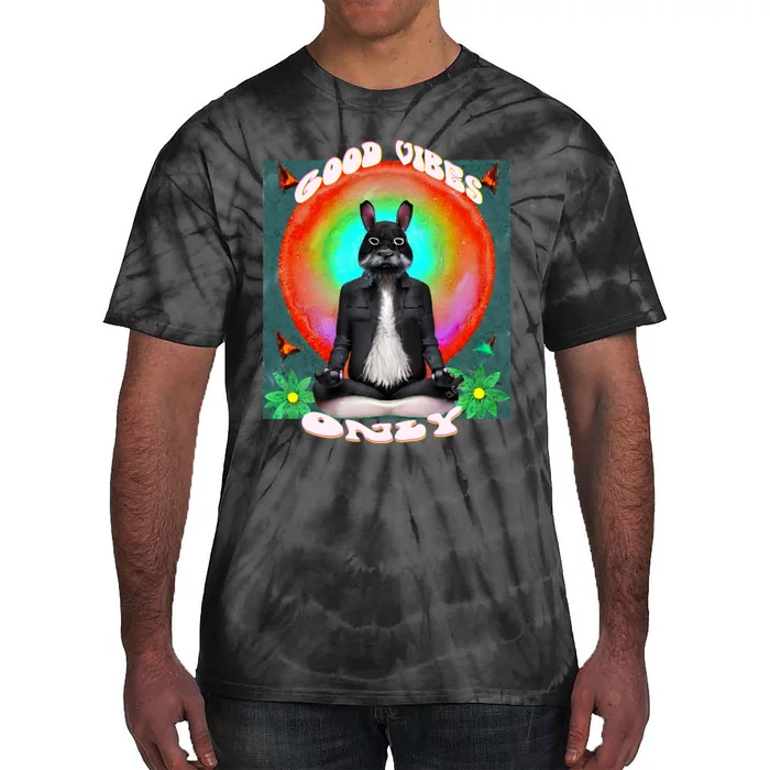 Positive, Good Vibes With A Meditating Rabbit Tie-Dye T-Shirt