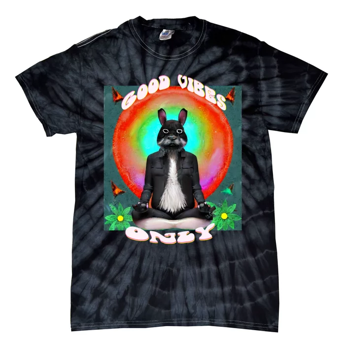 Positive, Good Vibes With A Meditating Rabbit Tie-Dye T-Shirt