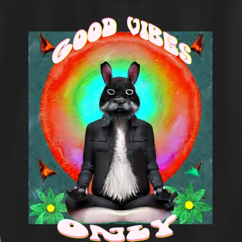 Positive, Good Vibes With A Meditating Rabbit Kids Sweatshirt