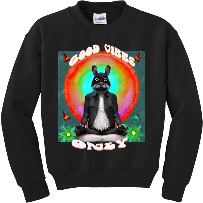 Positive, Good Vibes With A Meditating Rabbit Kids Sweatshirt