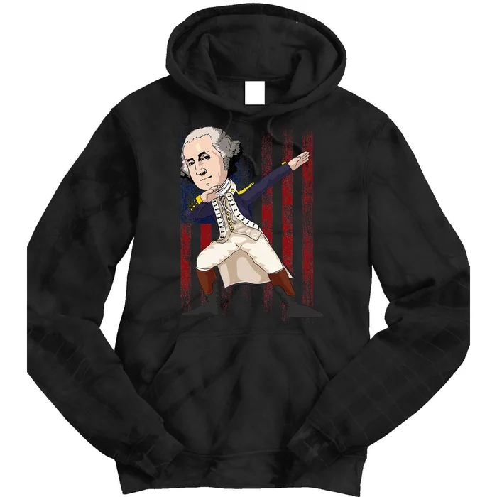 Patriotic George Washington Dabbing Dab Dance 4th Of July Tie Dye Hoodie