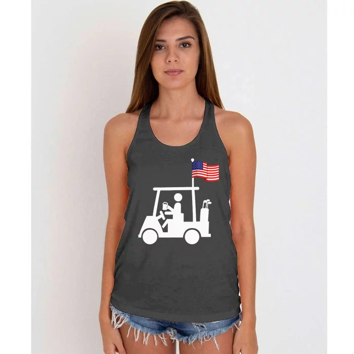 Patriotic Golf Wear USA Strong Golf Cart Women's Knotted Racerback Tank