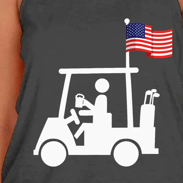 Patriotic Golf Wear USA Strong Golf Cart Women's Knotted Racerback Tank