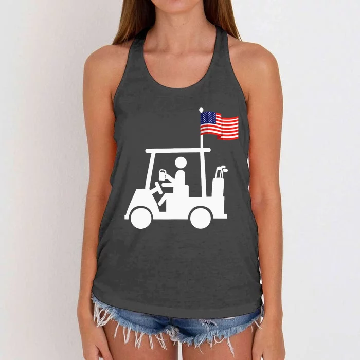 Patriotic Golf Wear USA Strong Golf Cart Women's Knotted Racerback Tank