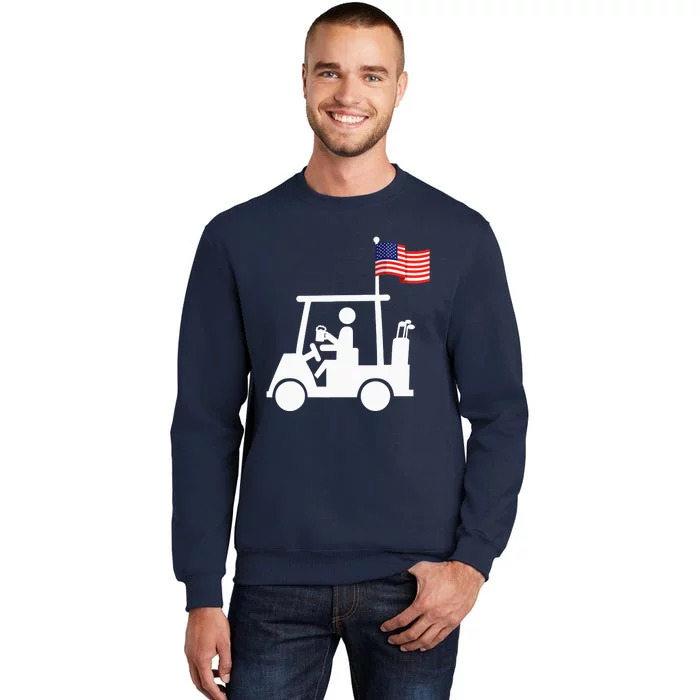 Patriotic Golf Wear USA Strong Golf Cart Tall Sweatshirt