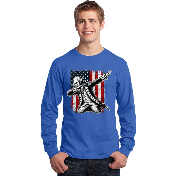 Patriotic George Washington Dabbing Long Sleeve Shirt