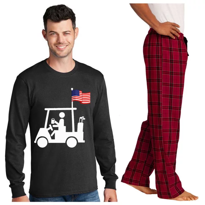 Patriotic Golf Wear Usa Strong Golf Cart Long Sleeve Pajama Set