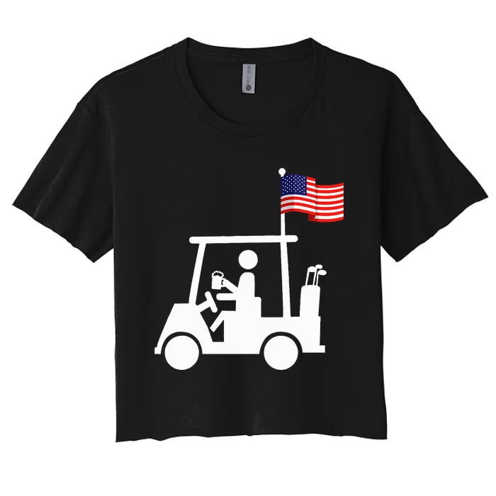 Patriotic Golf Wear Usa Strong Golf Cart Women's Crop Top Tee