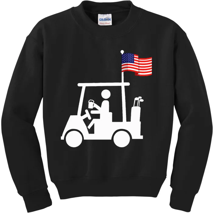 Patriotic Golf Wear Usa Strong Golf Cart Kids Sweatshirt