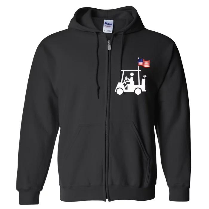 Patriotic Golf Wear Usa Strong Golf Cart Full Zip Hoodie