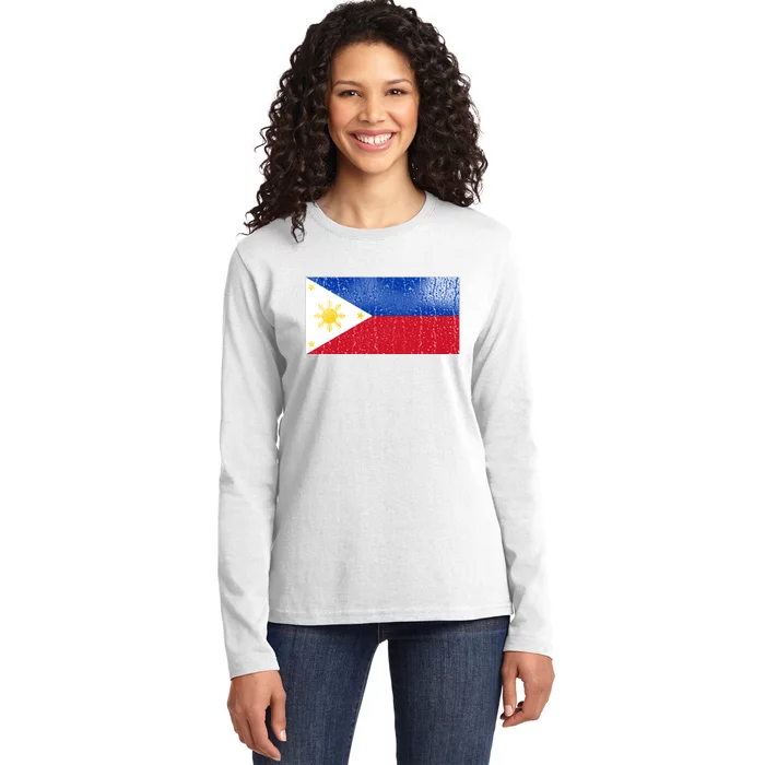 Philippines Glass Water Flag Ladies Long Sleeve Shirt