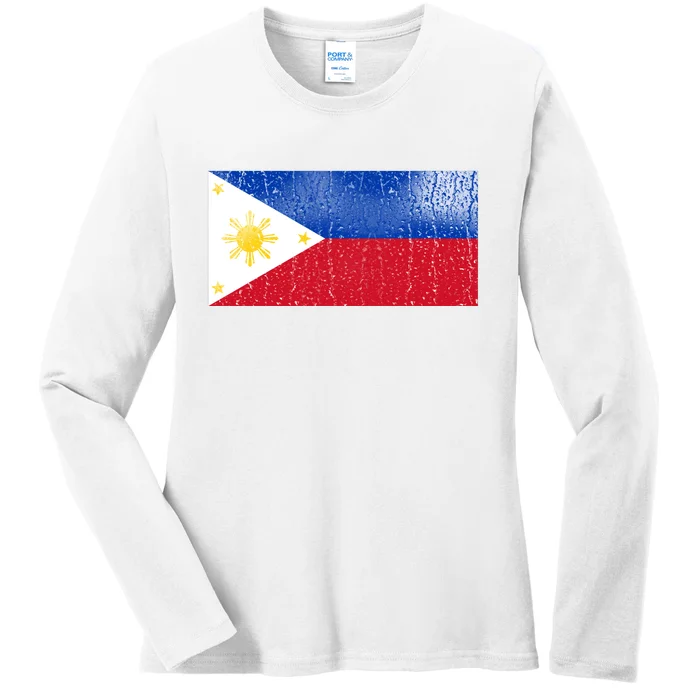 Philippines Glass Water Flag Ladies Long Sleeve Shirt