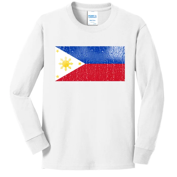 Philippines Glass Water Flag Kids Long Sleeve Shirt