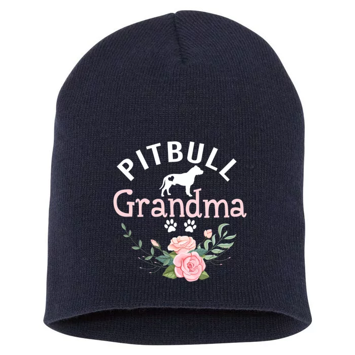 Pitbull Grandma Womens Mom Pitbull Dog Lover Christmas Short Acrylic Beanie