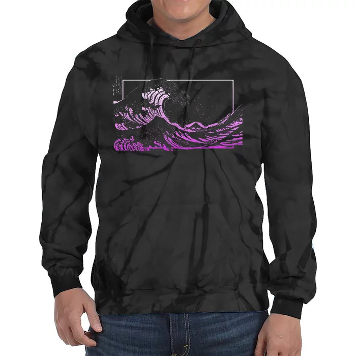 Purple Great Wave off Kanagawa Purple Color Tie Dye Hoodie