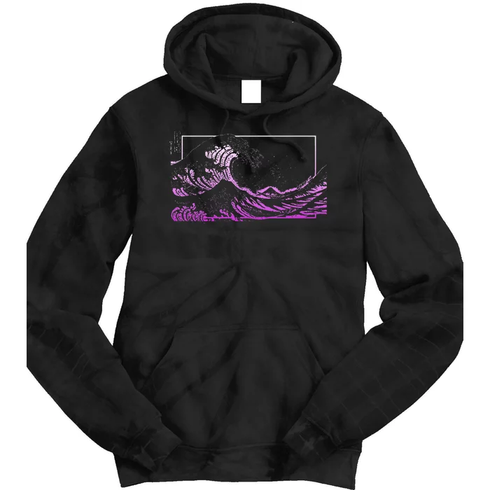 Purple Great Wave off Kanagawa Purple Color Tie Dye Hoodie