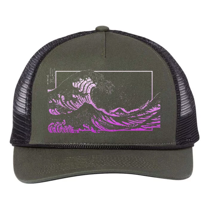 Purple Great Wave off Kanagawa Purple Color Retro Rope Trucker Hat Cap