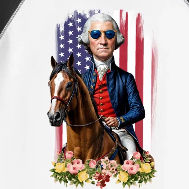 Patriotic George Washington Riding Horse 4th Of July Flowers Great Gift Toddler Fine Jersey T-Shirt