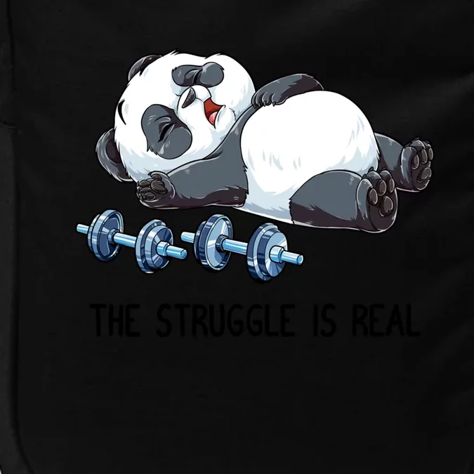 Panda Gym Weightlifting Fitness The Struggle Is Real Funny Cute Gift Impact Tech Backpack