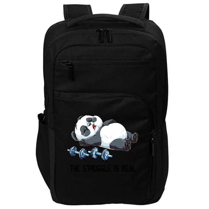 Panda Gym Weightlifting Fitness The Struggle Is Real Funny Cute Gift Impact Tech Backpack