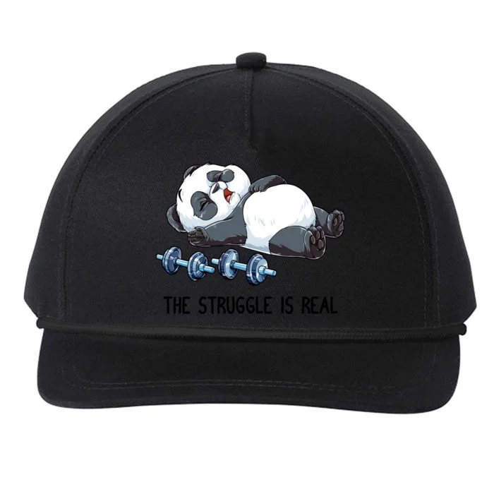 Panda Gym Weightlifting Fitness The Struggle Is Real Funny Cute Gift Snapback Five-Panel Rope Hat