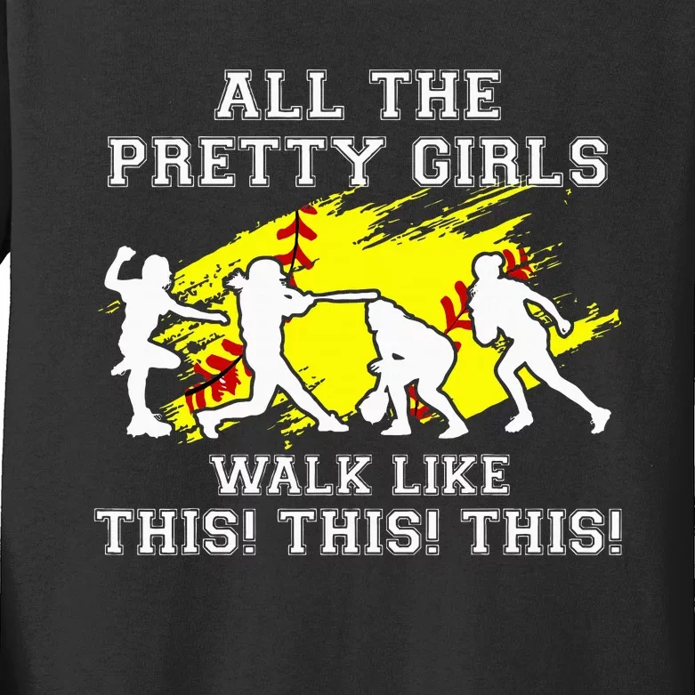 Pretty Girl Walk Like This Kids Long Sleeve Shirt