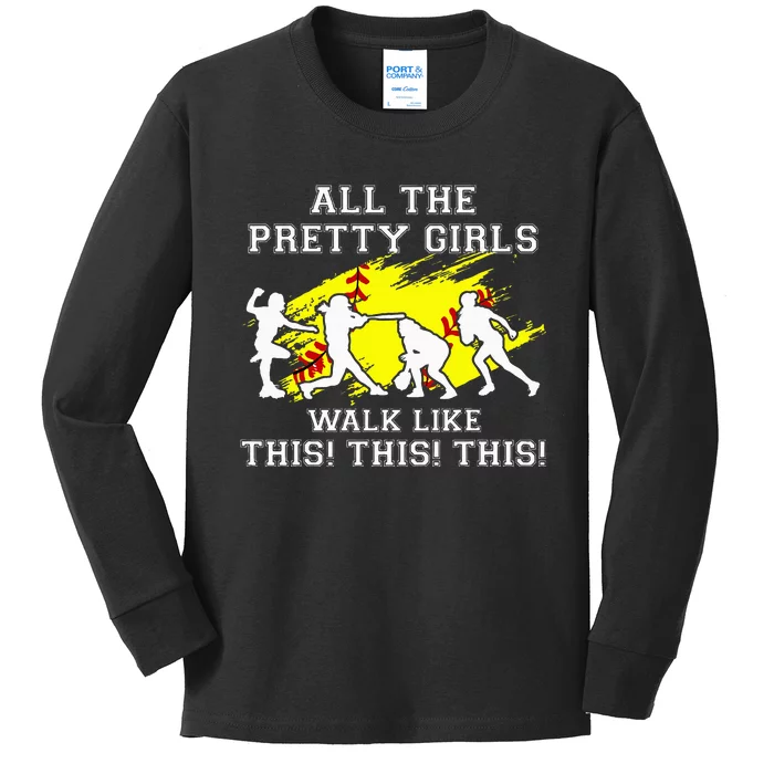 Pretty Girl Walk Like This Kids Long Sleeve Shirt