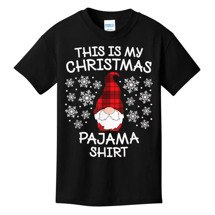 Plaid Gnome Xmas This Is My Christmas Pajama  Wo Kid Kids T-Shirt