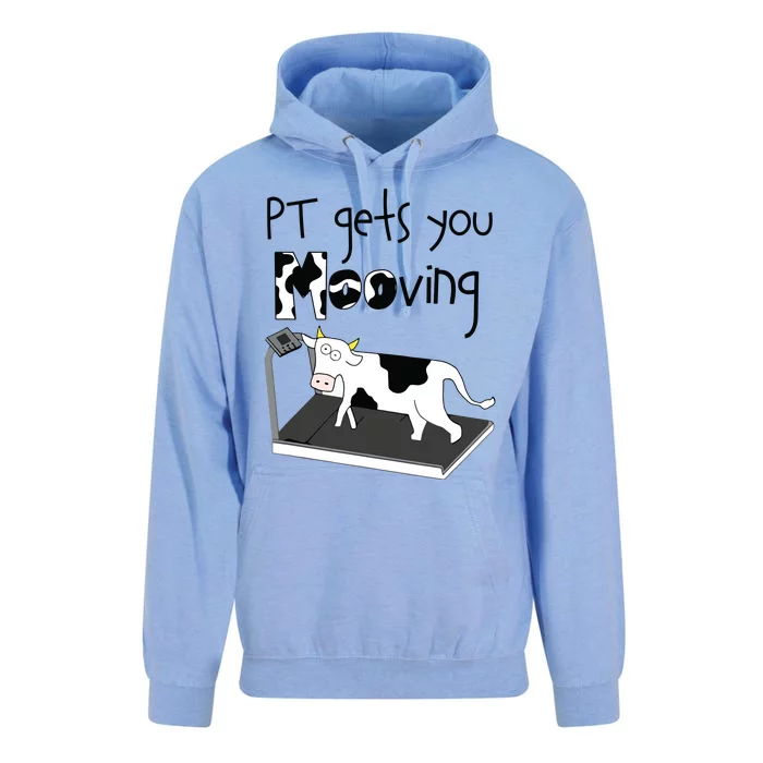 PT Gets You Mooving Funny Cow Physical Therapist PT Therapy Unisex Surf Hoodie