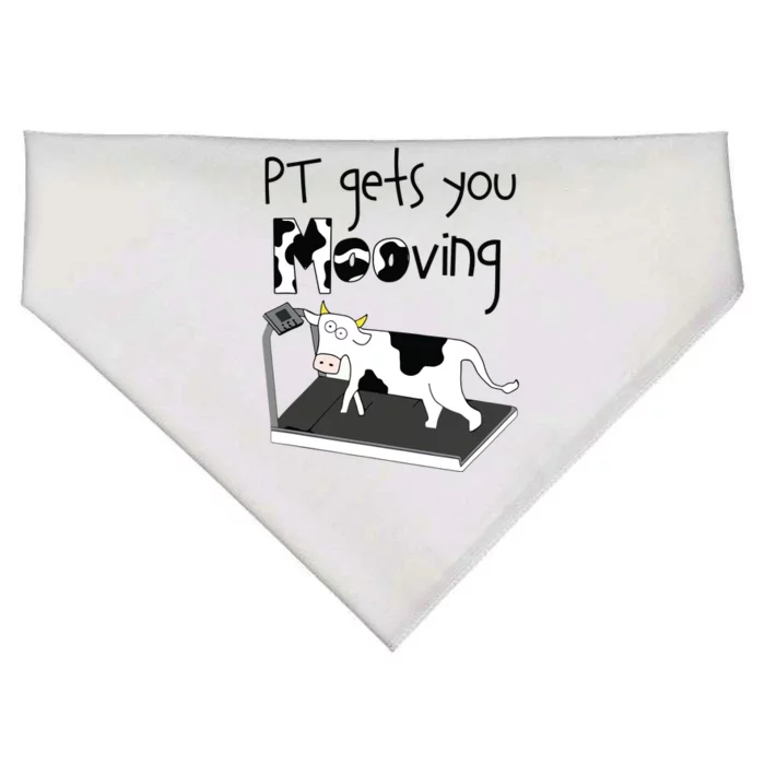 PT Gets You Mooving Funny Cow Physical Therapist PT Therapy USA-Made Doggie Bandana