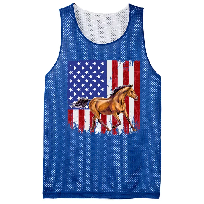 Patriotic Horse American Flag Horseback Riding Great Gift Mesh Reversible Basketball Jersey Tank