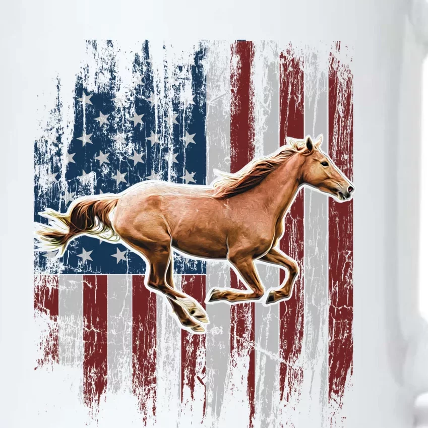 Patriotic Horse American Flag Horseback Riding Farm Gift Black Color Changing Mug