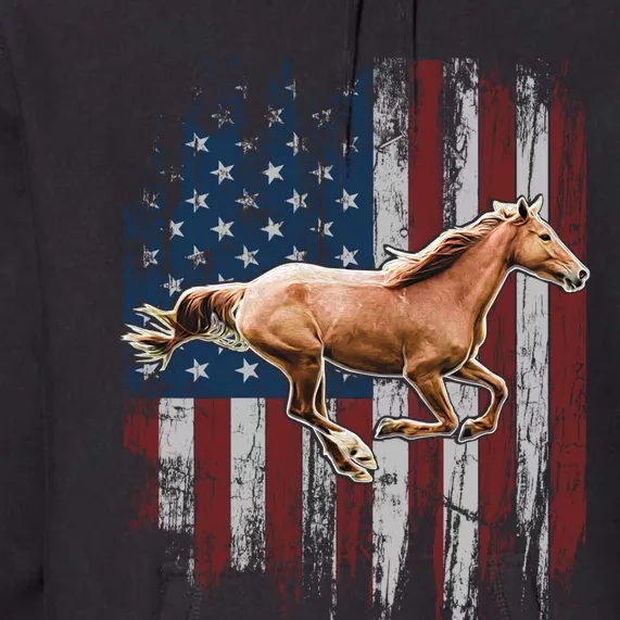 Patriotic Horse American Flag Horseback Riding Farm Gift Premium Hoodie