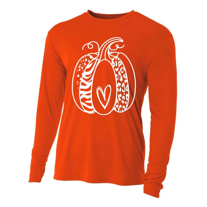 Pumpkin Heart Animal Print Cute Cooling Performance Long Sleeve Crew