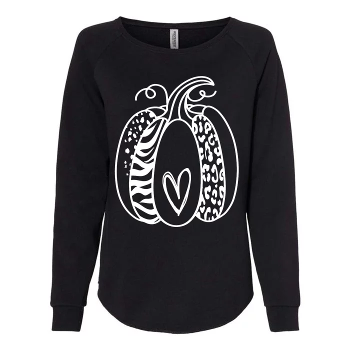 Pumpkin Heart Animal Print Cute Womens California Wash Sweatshirt