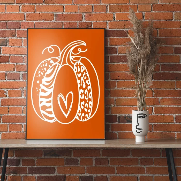 Pumpkin Heart Animal Print Cute Poster