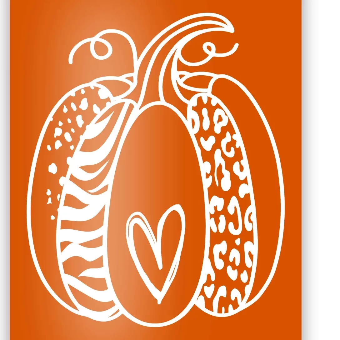 Pumpkin Heart Animal Print Cute Poster